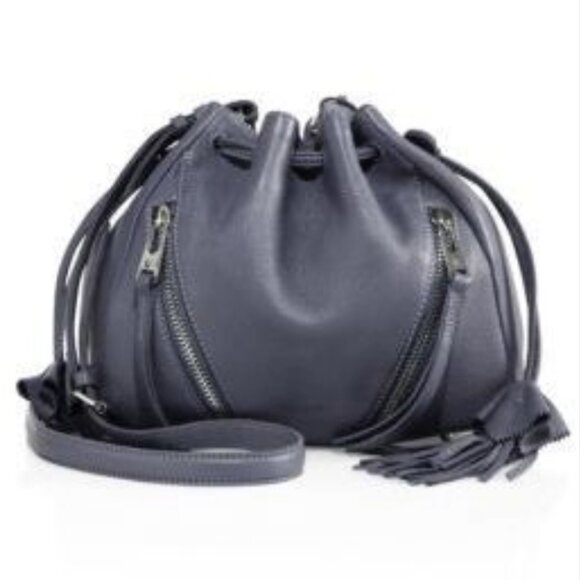 LINEA PELLE Ryan Slate Drawstring Bucket Crossbody Bag Slight Damage PLEASE READ - Picture 3 of 10